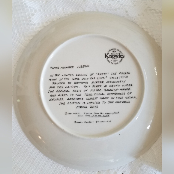 Vintage Gone with the Wind Rhett Edwin Knowles Kursar Collectible Plate  1981 - Picture 5 of 9
